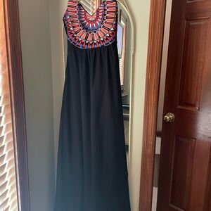 Lulus Black Maxi Dress with Colorful Embroidery